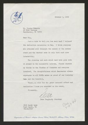 [Letter from Dora Strother to Rigdon Edwards, October 3, 1993]