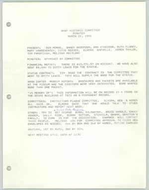 Primary view of object titled '[Minutes: WASP Historic Committee Meeting, March 21, 1991]'.