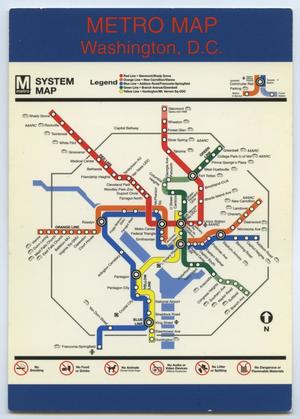 [Postcard of Metro Map for Washington, D.C.]