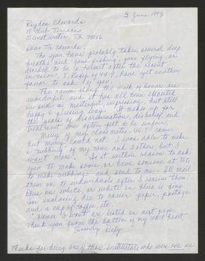 Primary view of object titled '[Letter from Ola Rexroat to Rigdon Edwards, June 3, 1993]'.