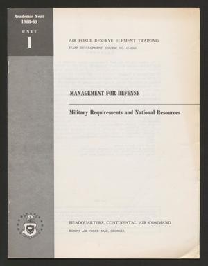 Academic Year 1968-1969, Unit 1: Military Requirements and National Resources