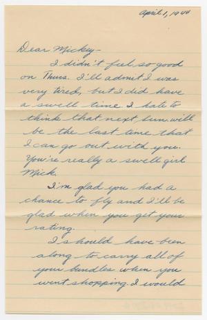 [Letter from Howard Stevens to Mickey McLernon, April 1, 1944]