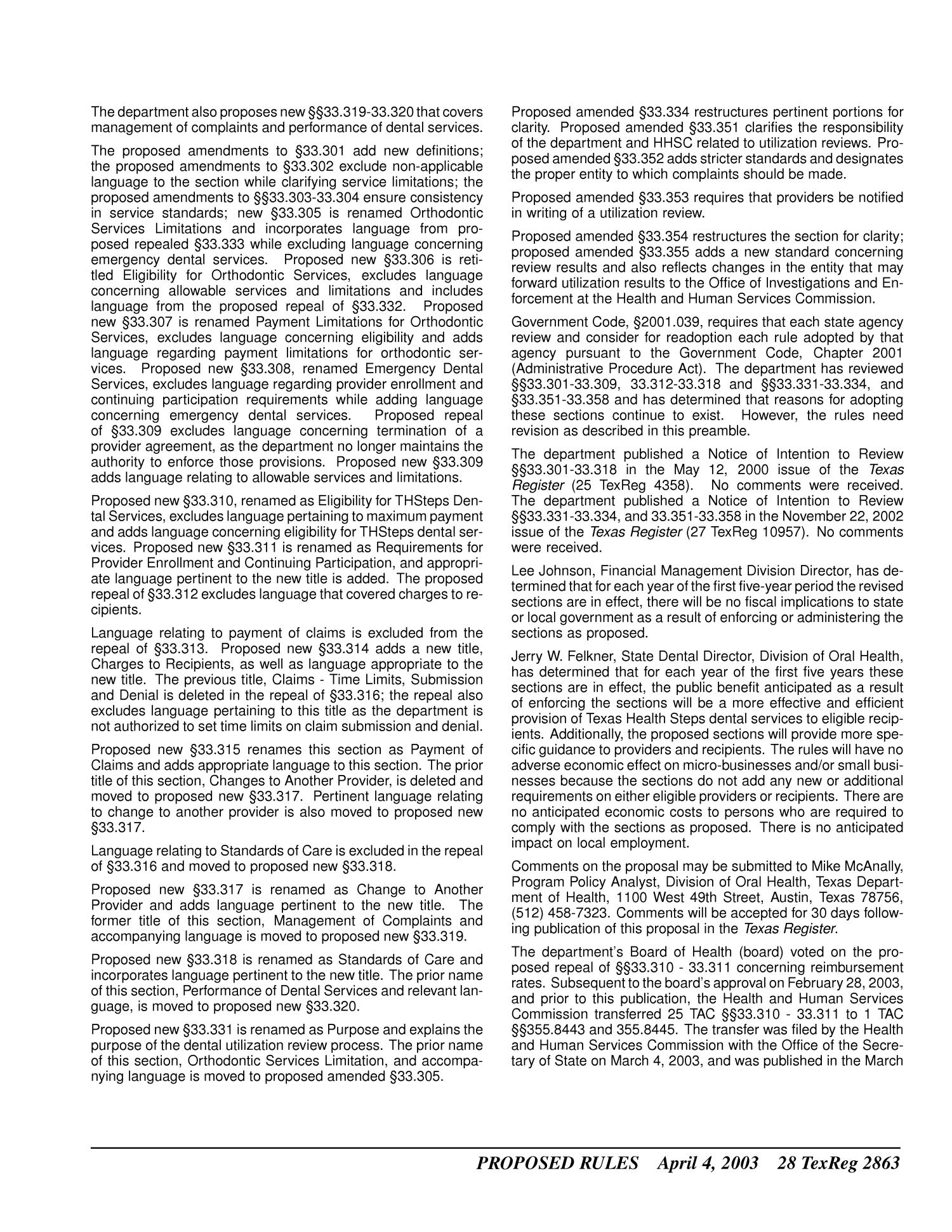 Texas Register, Volume 28, Number 14, Pages 2821-2988, April 4, 2003
                                                
                                                    2863
                                                