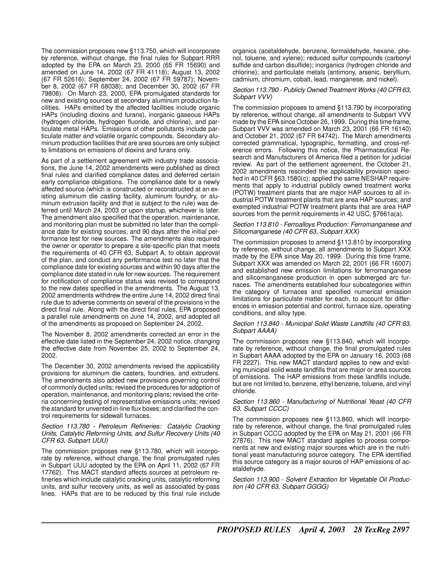 Texas Register, Volume 28, Number 14, Pages 2821-2988, April 4, 2003
                                                
                                                    2897
                                                