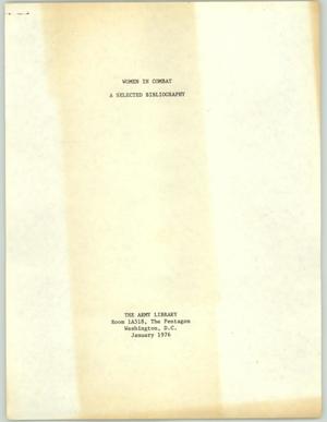 Primary view of object titled '[Women in Combat: A Selected Bibliography]'.