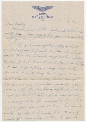Primary view of object titled '[Letter from Bob Thompson to Mickey McLernon, November 30, 1943]'.