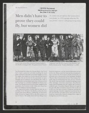 Primary view of object titled '[Clipping: "Men Didn't Have to Prove They Could Fly, But Women Did"]'.