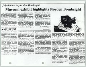 [Clipping: "Museum Exhibit Highlights Norden Bombsight"]
