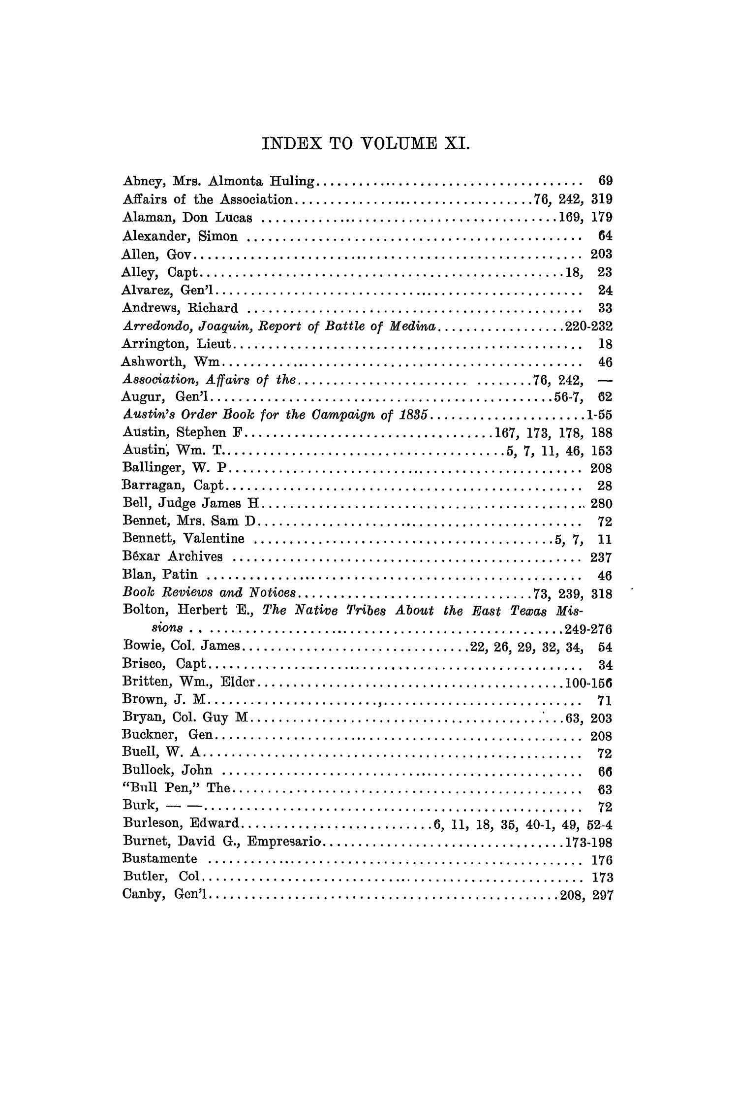 The Quarterly of the Texas State Historical Association, Volume 11, July 1907 - April, 1908
                                                
                                                    i
                                                