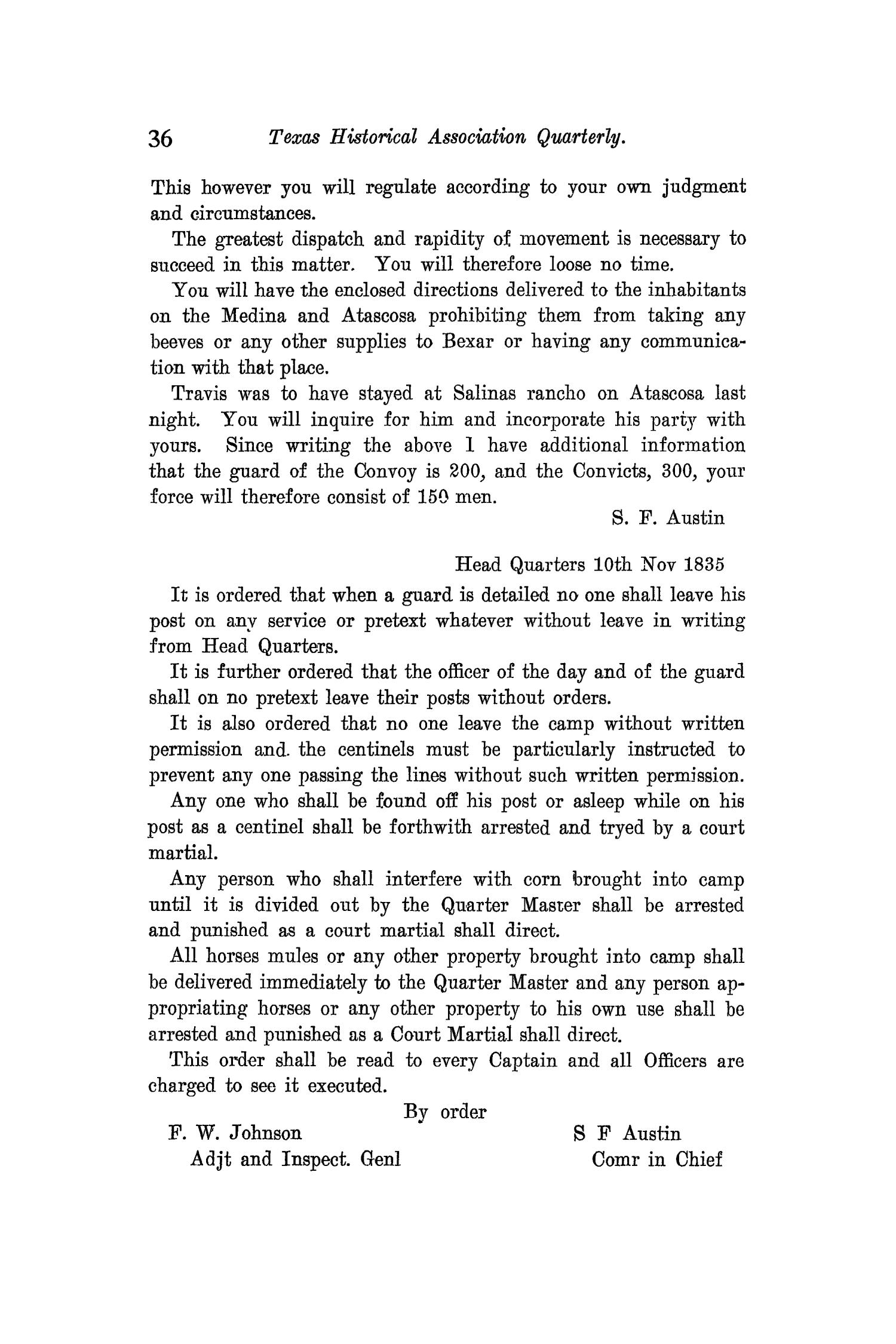 The Quarterly of the Texas State Historical Association, Volume 11, July 1907 - April, 1908
                                                
                                                    36
                                                