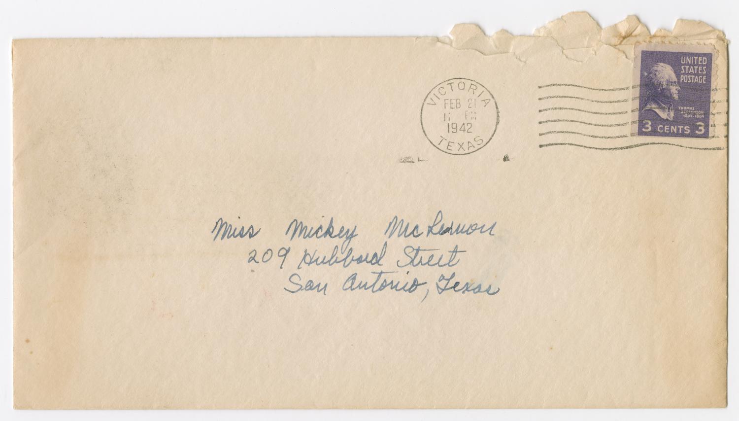 [Letter Howard Hutter Jr. to Mickey McLernon, February 21, 1942]
                                                
                                                    [Sequence #]: 3 of 4
                                                