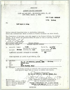Primary view of object titled '[Aircraft Delivery Memorandum]'.