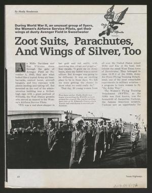 Primary view of object titled '[Clipping: "Zoot Suits, Parachutes, and Wings of Silver, Too"]'.