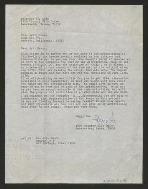 [Letter from Peggy Poe to Mrs. Betty Cross, February 25, 1976]