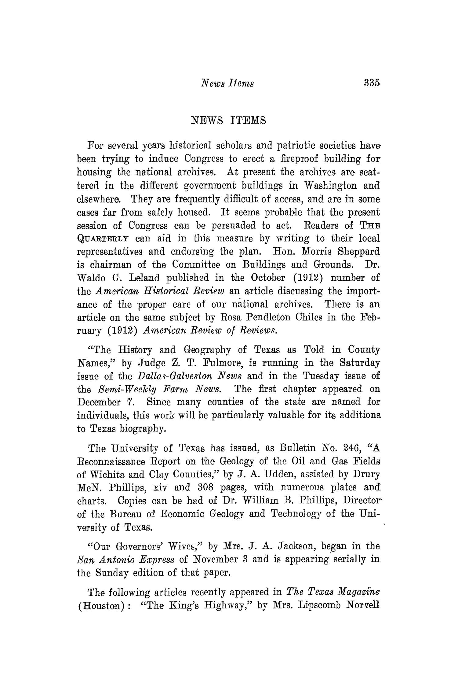 The Southwestern Historical Quarterly, Volume 16, July 1912 - April, 1913
                                                
                                                    335
                                                
