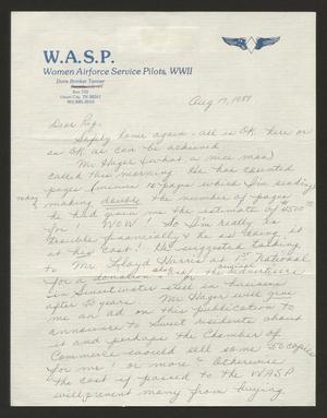 Primary view of object titled '[Letter from Doris Tanner to Rigdon Edwards, August 17, 1989]'.