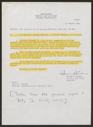 Primary view of object titled '[Letter from Howard V. Pullen to Military Personnel, October 14, 1944]'.