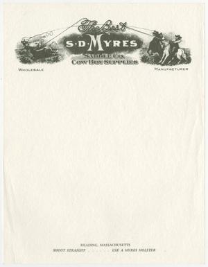 [S. D. Myres Saddle Company Letterhead]