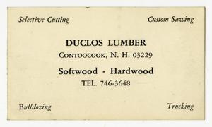 Primary view of object titled '[Duclos Lumber Business Card]'.