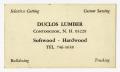 Thumbnail image of item number 1 in: '[Duclos Lumber Business Card]'.