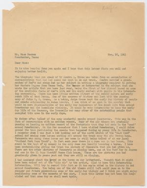 Primary view of object titled '[Letter from W. J. Myres to Mose Newman, November 28, 1961]'.