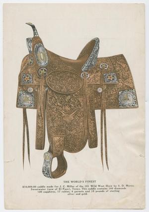 Primary view of object titled '[Advertisement for "The World's Finest" Saddle]'.