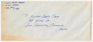 Primary view of object titled '[Envelope Addressed to Fastner Supply Company]'.