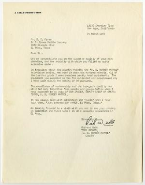 Primary view of object titled '[Letter from Richard Webb to Sam Myres, March 24, 1959'.