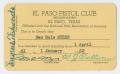 Text: [Sam Myres' El Paso Pistol Club Membership Card]