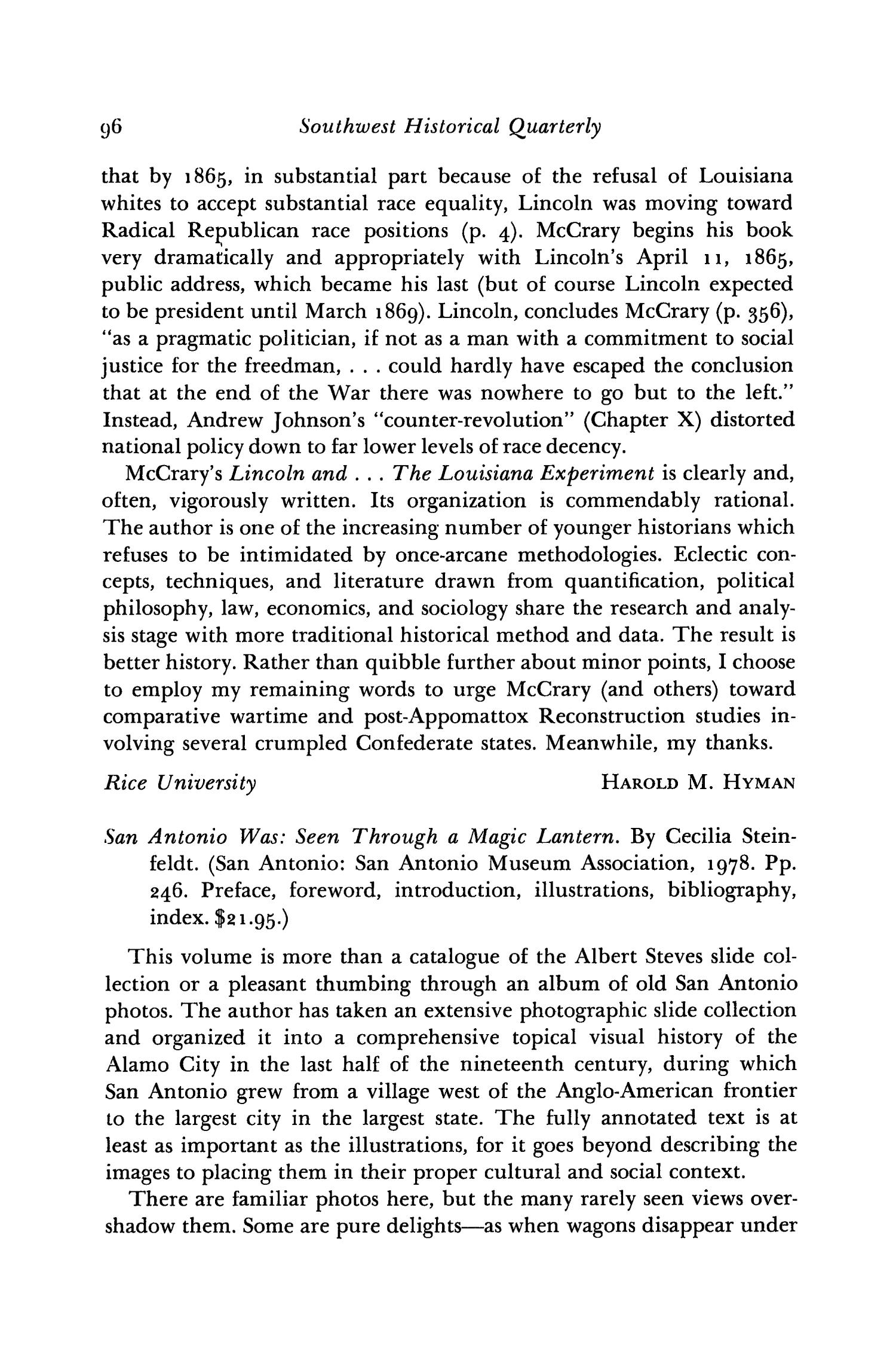The Southwestern Historical Quarterly, Volume 83, July 1979 - April, 1980
                                                
                                                    96
                                                