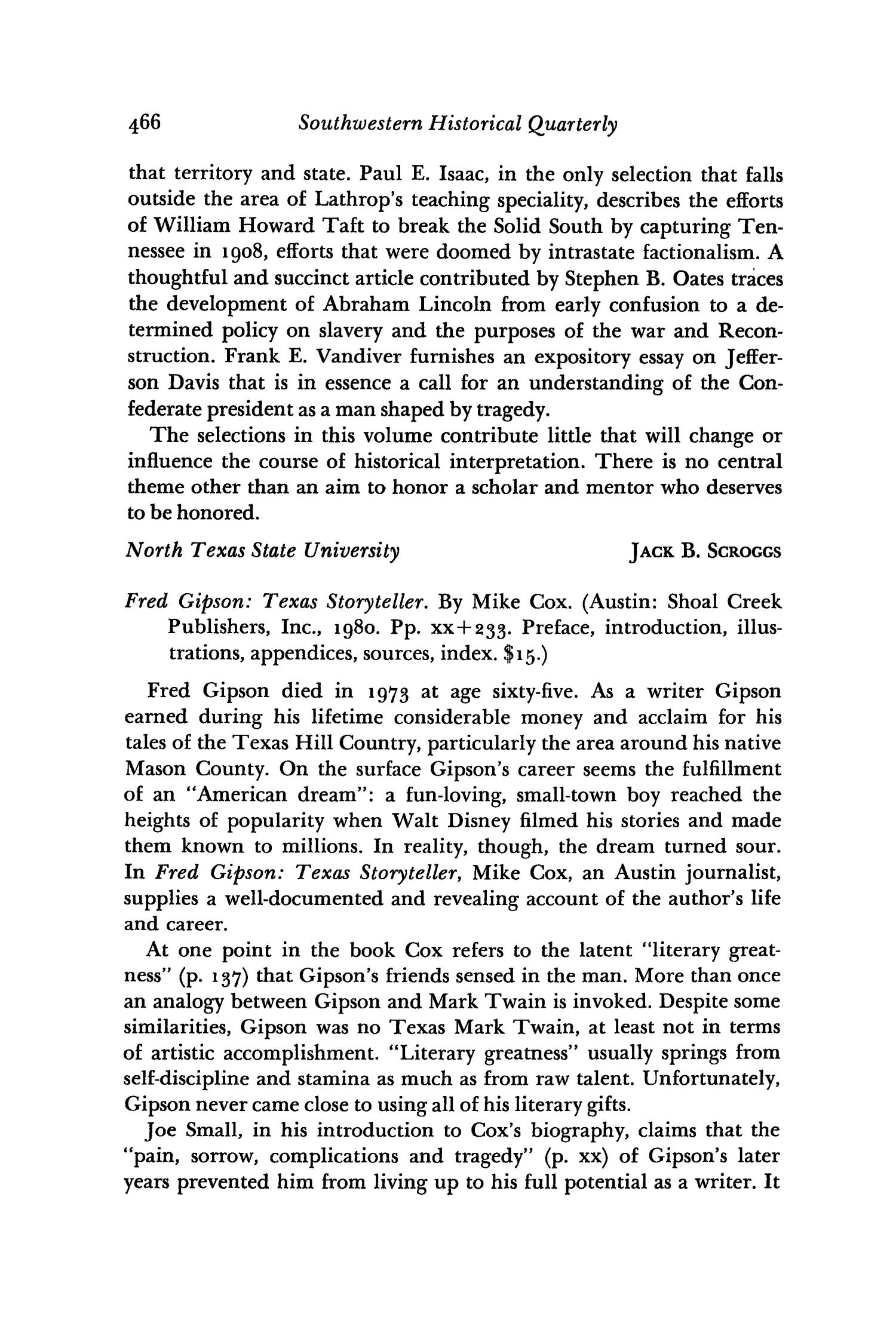 The Southwestern Historical Quarterly, Volume 85, July 1981 - April, 1982
                                                
                                                    466
                                                