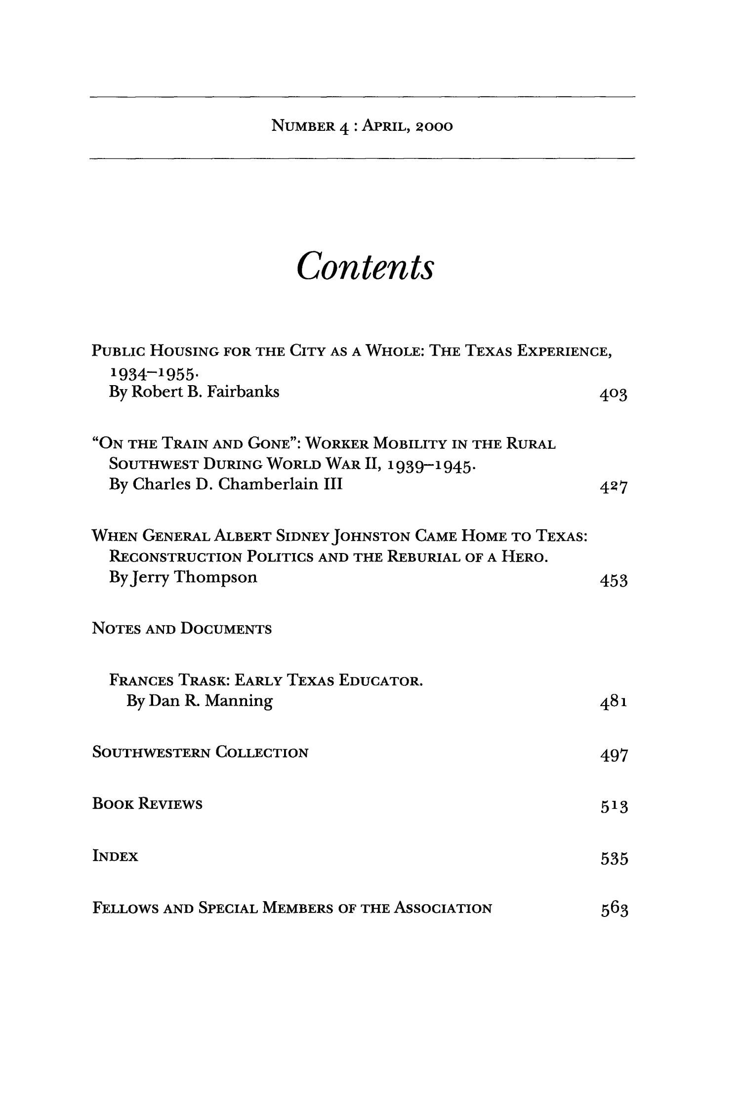 The Southwestern Historical Quarterly, Volume 103, July 1999 - April, 2000
                                                
                                                    None
                                                