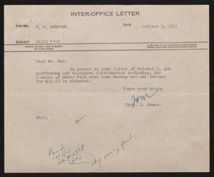 [Letter from T. L. James to D. W. Kempner, October 3, 1951]