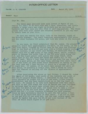 [Letter from T. L. James to D. W. Kempner, March 28, 1949]