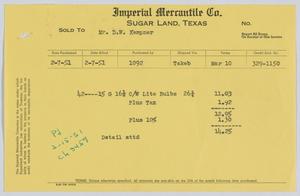 [Invoice for Forty-Two Light Bulbs Sold to D. W. Kempner]