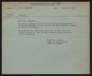 [Letter from T. L. James to D. W. Kempner, March 4, 1947]