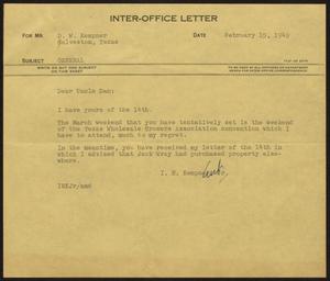 [Letter from I. H. Kempner, Jr., to D. W. Kempner, February 15, 1949]