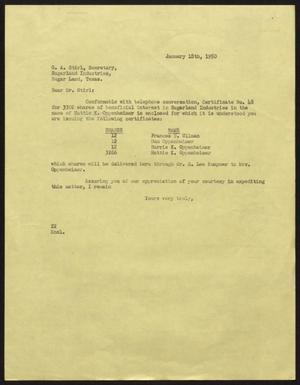 [Letter from D. W. Kempner to G. A. Stirl, January 18, 1950]
