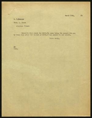[Letter from D. W. Kempner to T. L. James, March 20, 1950]