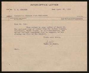 Primary view of object titled '[Letter from T. L. James to D. W. Kempner, April 26, 1950]'.
