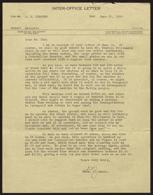 [Letter from T. L. James to D. W. Kempner, June 21, 1950]