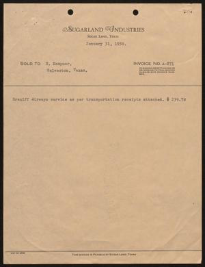 [Invoice for Braniff Airways Service Sold to H. Kempner]