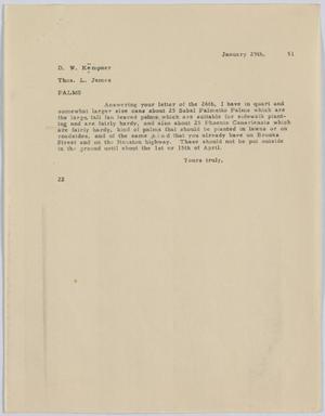Primary view of object titled '[Letter from D. W. Kempner to T. L. James, January 29, 1951]'.
