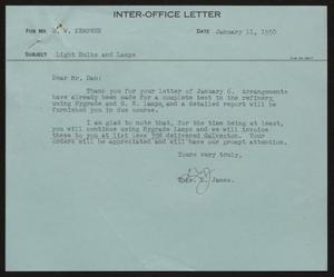 [Letter from T. L. James to D. W. Kempner, January 11, 1950]