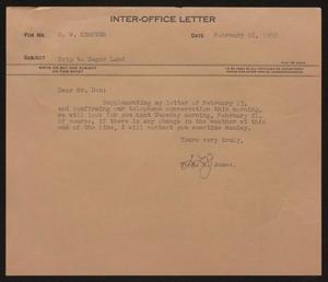 [Letter from T. L. James to D. W. Kempner, February 16, 1950]