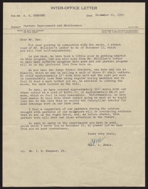[Letter from T. L. James to D. W. Kempner, December 21, 1950]