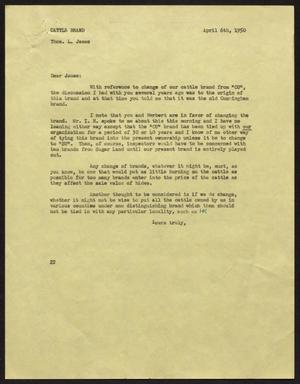[Letter from D. W. Kempner to Thos. L. James, April 6, 1950]