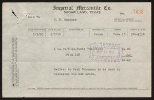 [Invoice for One Case of Hunts Tomato Sauce Sold to D. W. Kempner]