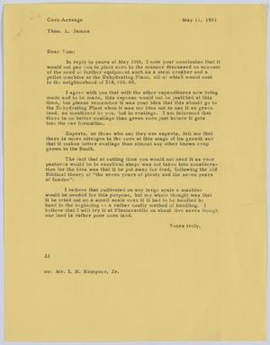 [Letter from D. W. Kempner to Thos. L. James, May 11, 1951]