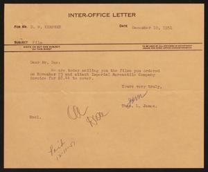 [Letter from T. L. James to D. W. Kempner, December 10, 1951]